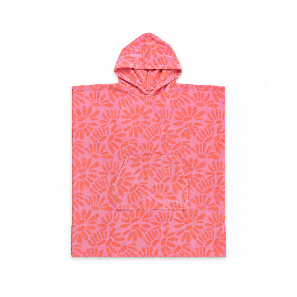 Sun and Sea Collection Junior Beach Poncho with Pocket - CORAL DAISIES