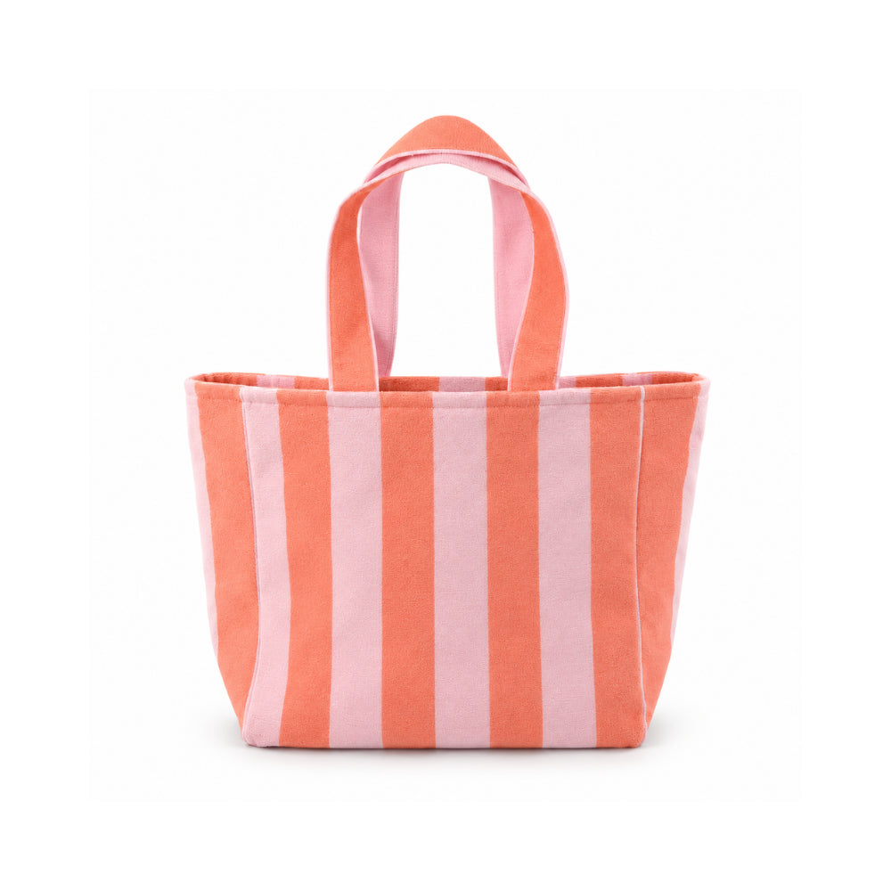 Sun and Sea Collection Terry Towel Large Tote Bag - CORAL STRIPE