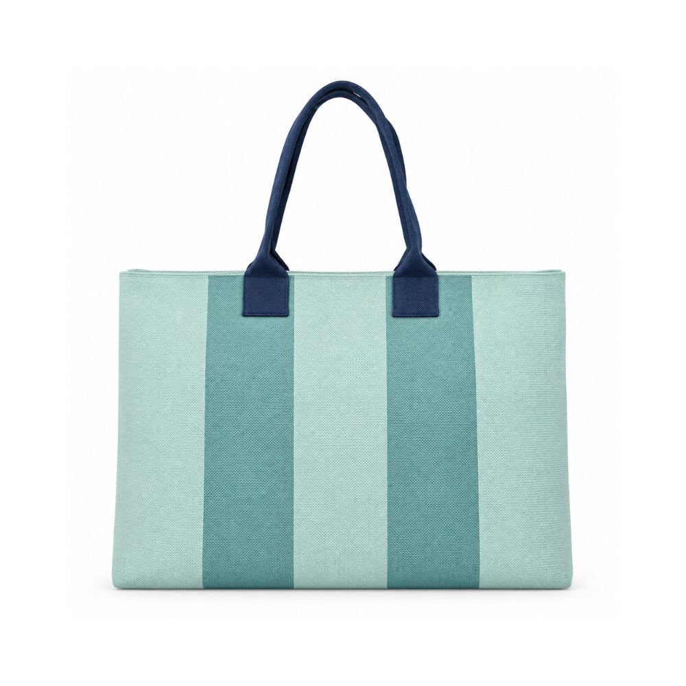 Sun and Sea Collection Knit Shopper Tote Bag - BLUE STRIPE