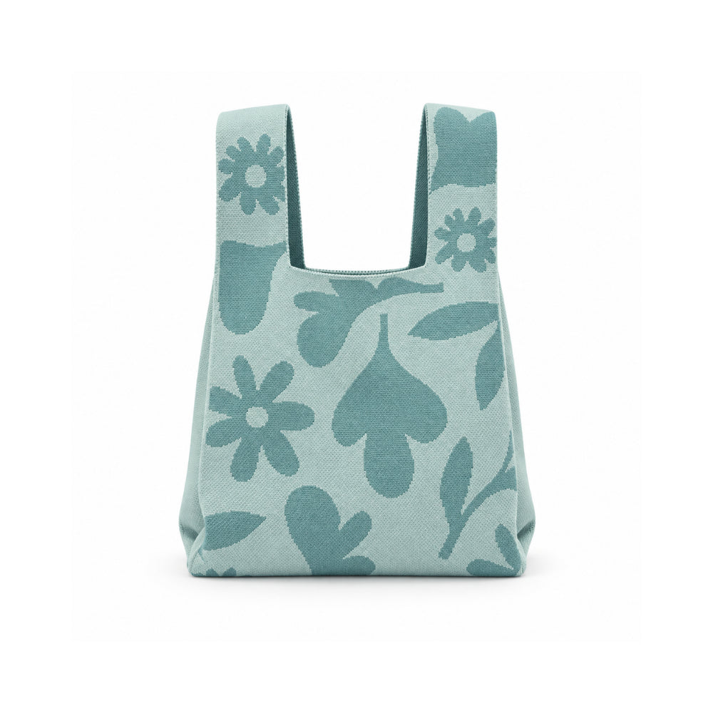 Sun and Sea Collection Knit Carry Tote Bag - CRIMSON RETRO FLORAL