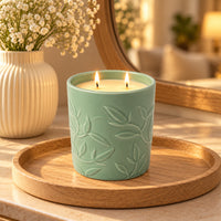 Rosewood Collection Ceramic Embossed Candle 400g - SWEET CEDAR