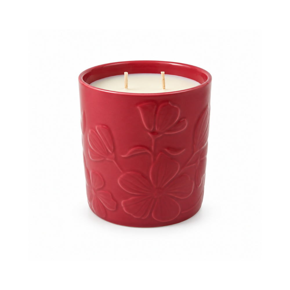 Rosewood Collection Ceramic Embossed Candle 400g - SPICED PUDDING