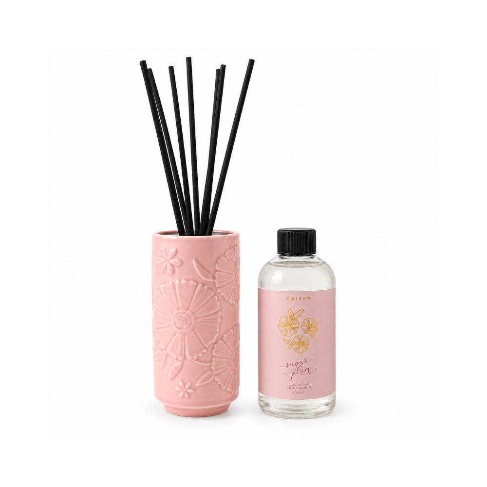 Rosewood Collection Ceramic Embossed Diffuser 200mL - SUGAR PLUM