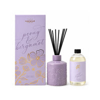 Rosewood Collection Large Ceramic Embossed Diffuser 400mL - PEONY & BERGAMOT