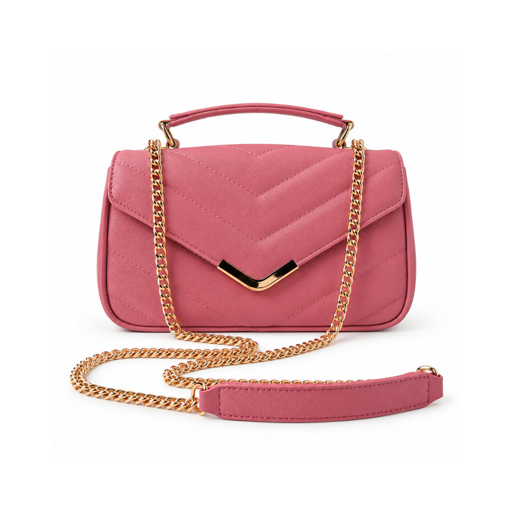 Rosewood Collection Flapover Quilted Side Bag - ROSE