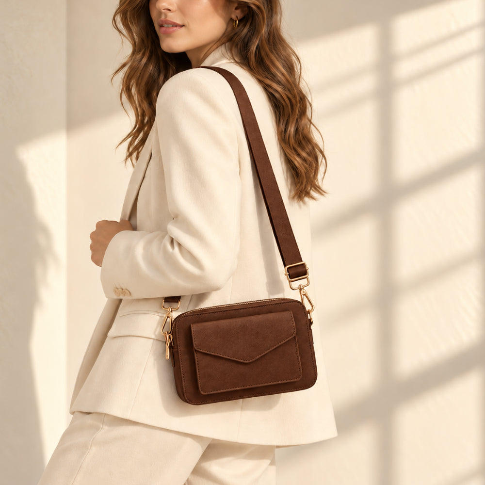 Rosewood Collection Leather Camera Bag - ESPRESSO