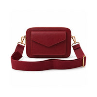 Rosewood Collection Leather Camera Bag - BURGUNDY
