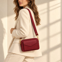 Rosewood Collection Leather Camera Bag - BURGUNDY