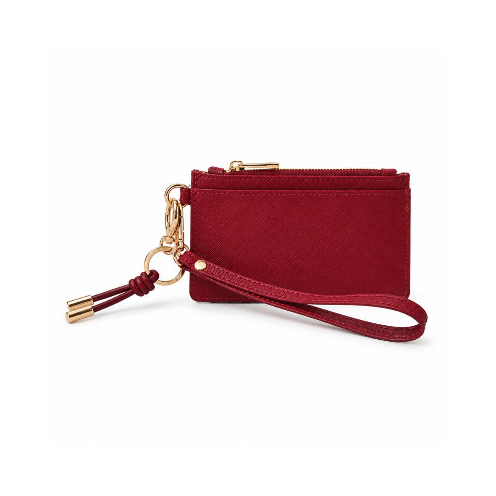 Rosewood Collection Genuine Leather Wristlet Card Pouch - BURGUNDY