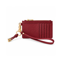 Rosewood Collection Leather Wristlet Card Pouch - BURGUNDY