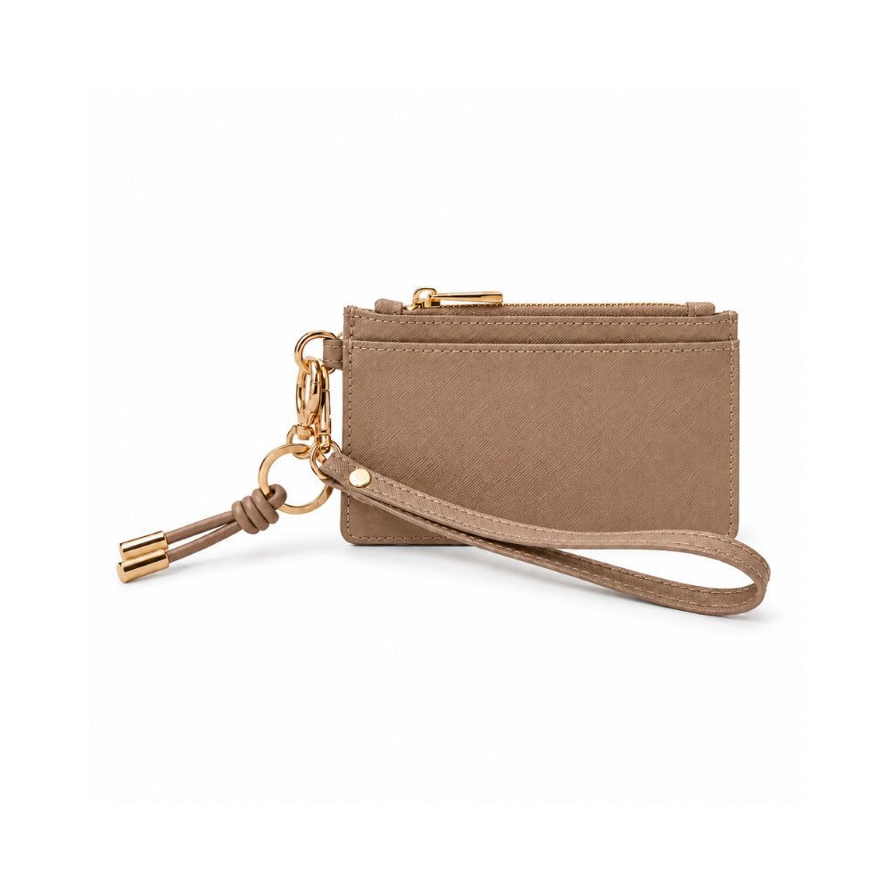 Rosewood Collection Genuine Leather Wristlet Card Pouch - LATTE