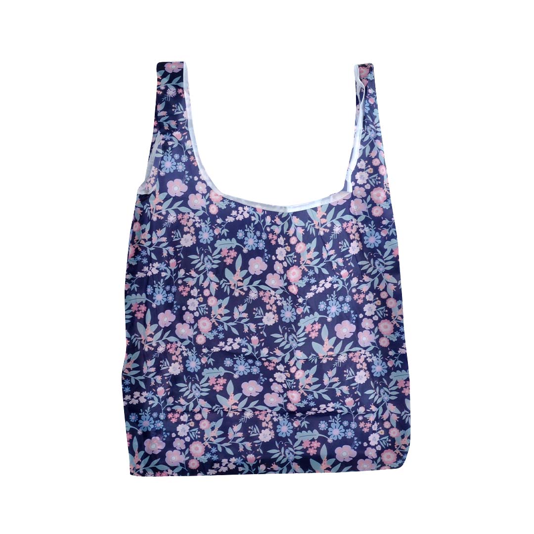 Reusable Large Tote Bag - NAVY POSY