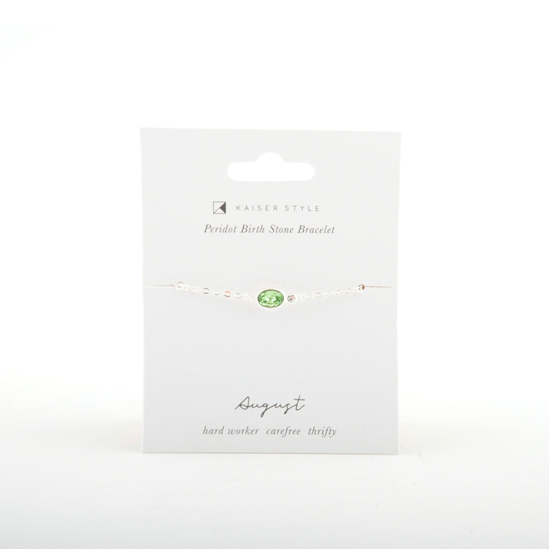 Birthstone Bracelet Silver - August