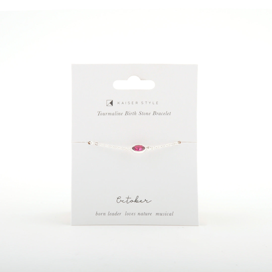 Birthstone Bracelet Silver - October