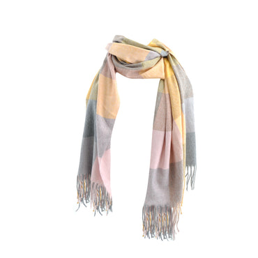 Winter Checked Scarf - Pink/Grey