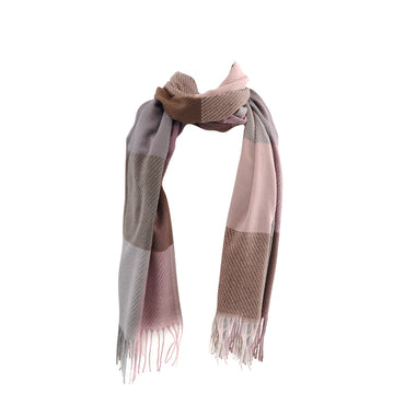 Winter Checked Scarf - Brown/Pink