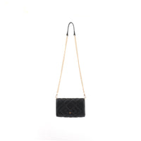 Faux Leather Quilted Side Bag - Black