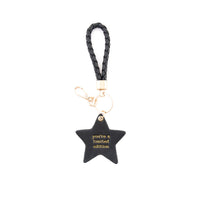 Faux Leather Woven Key Ring - Black