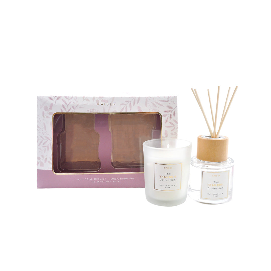 Tranquil Candle & Diffuser Set - Marshmallow & Musk