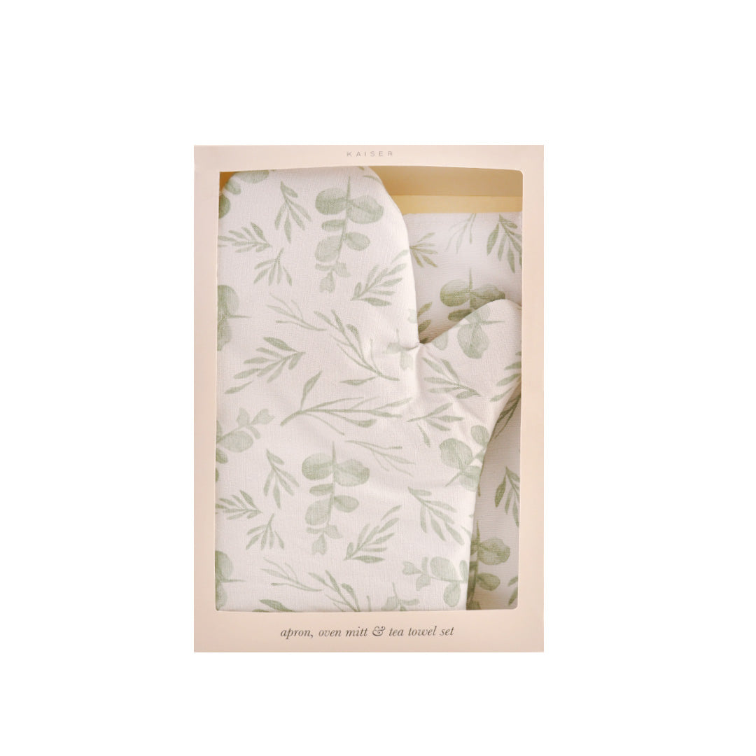 Apron, Mitt & Tea Towel Gift Set - Watercolour Leaves