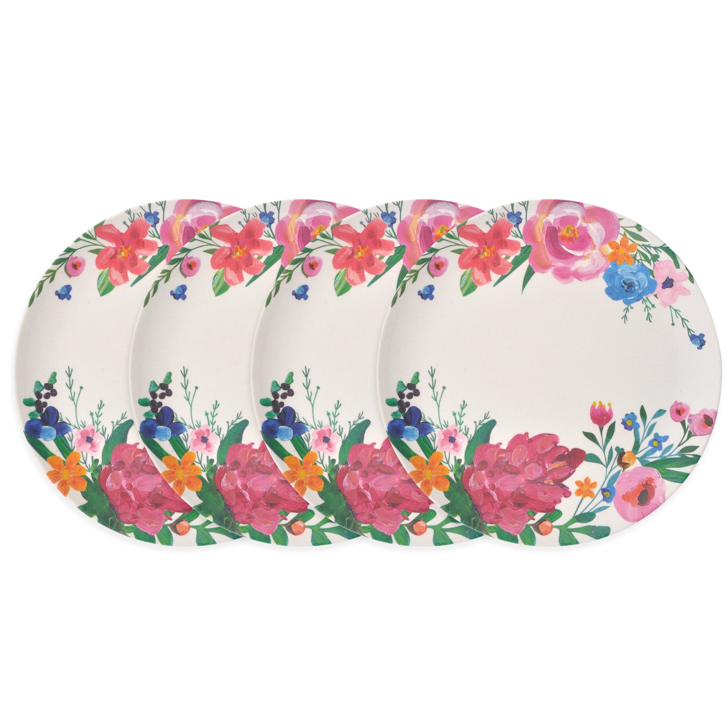 4Pk Bamboo Plate - Artistic Floral