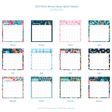 2024 Square Spiral Calendar - Rosellas