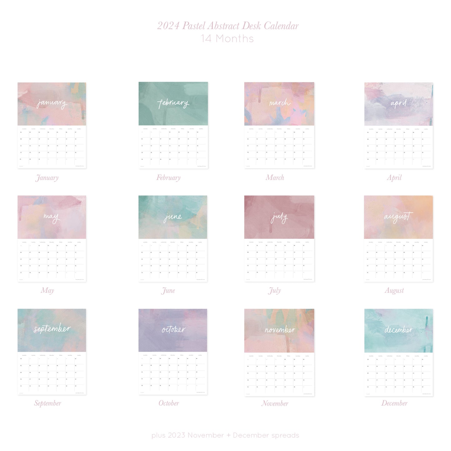2024 Desk Calendar - Pastel Abstract