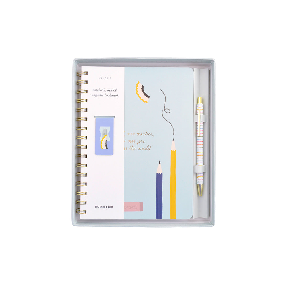 Notebook, Pen & Magnetic Bookmark - Change The World