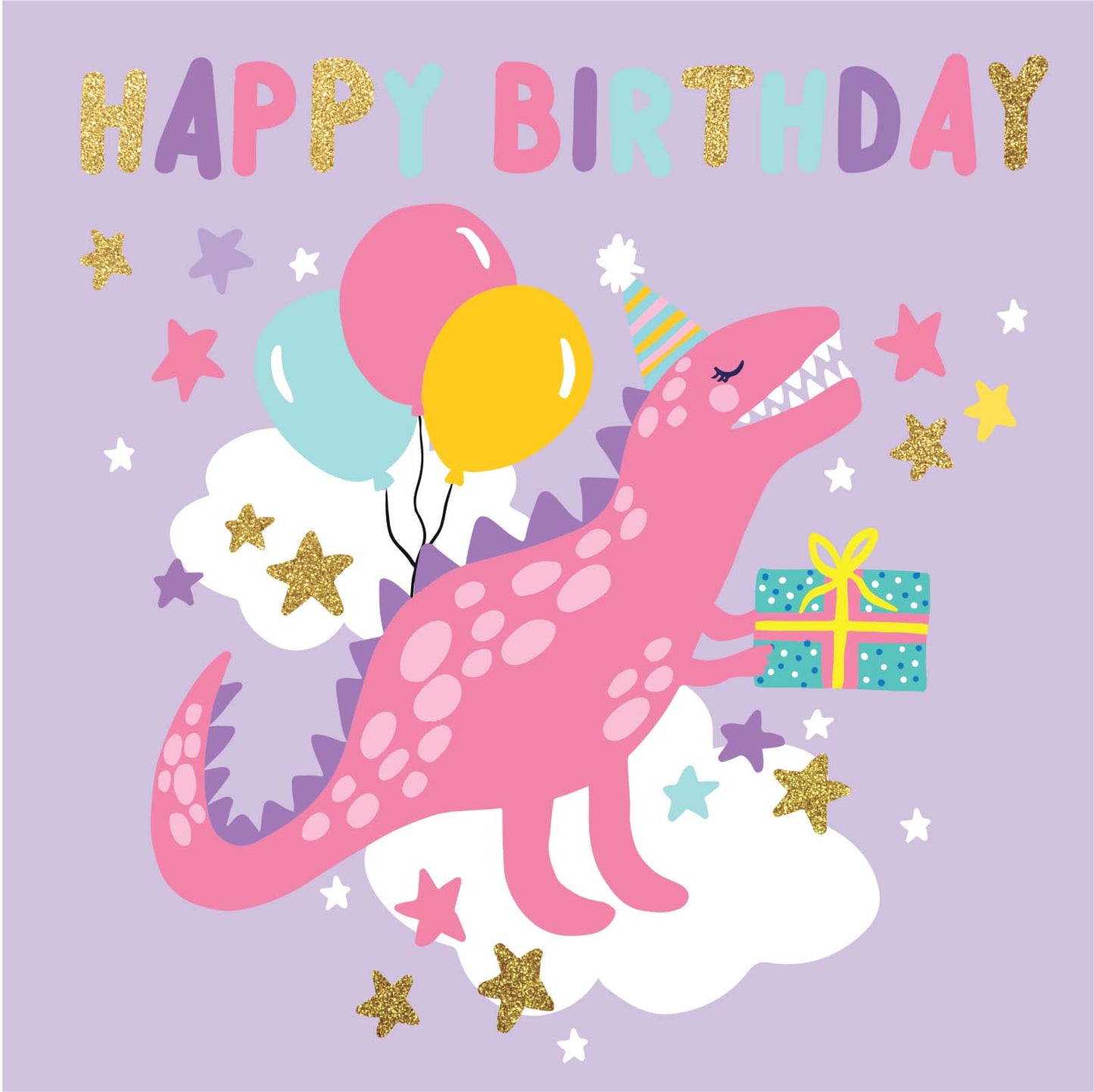Greeting Card Enchanted - Pink Dino