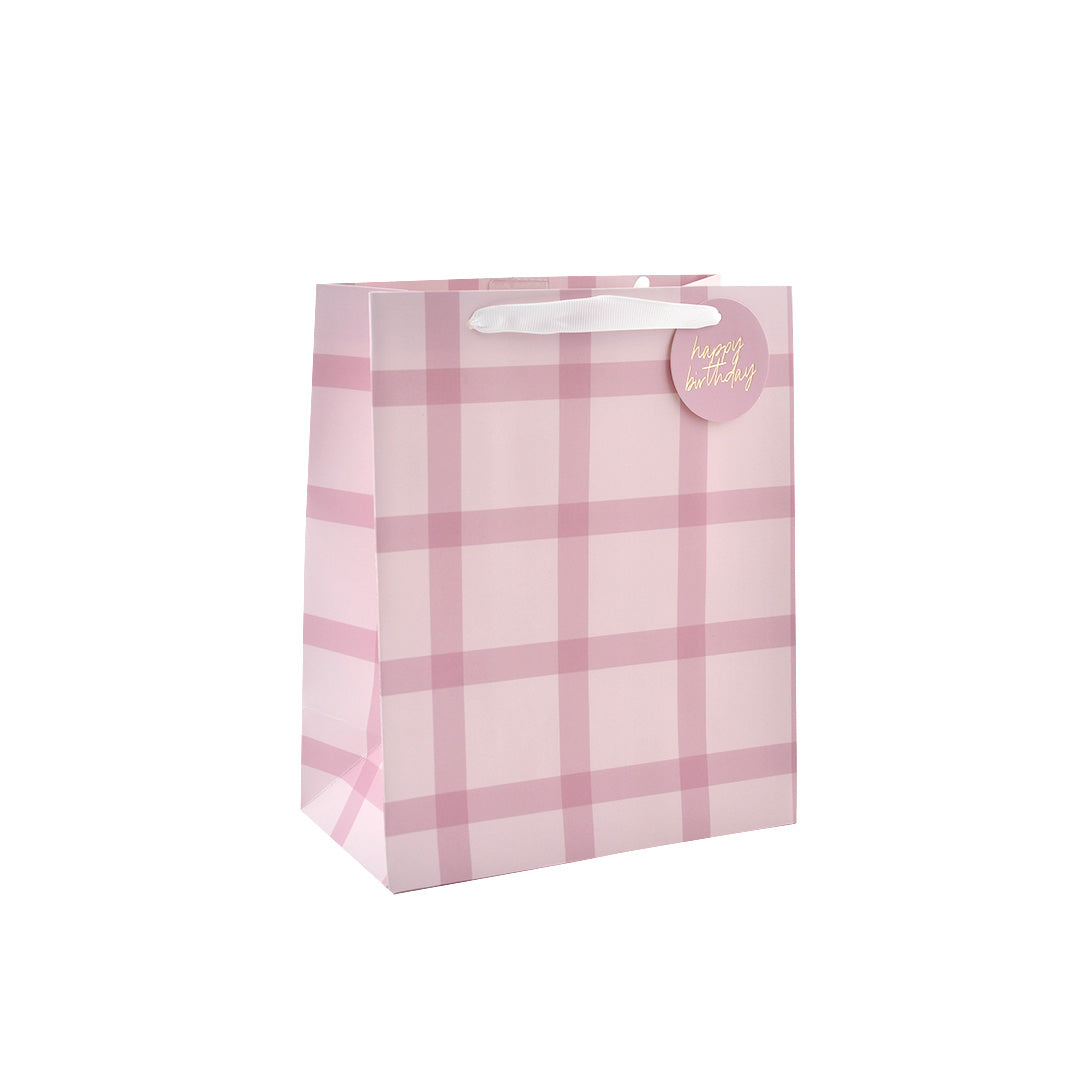 Sml Gift Bag - Pink Check