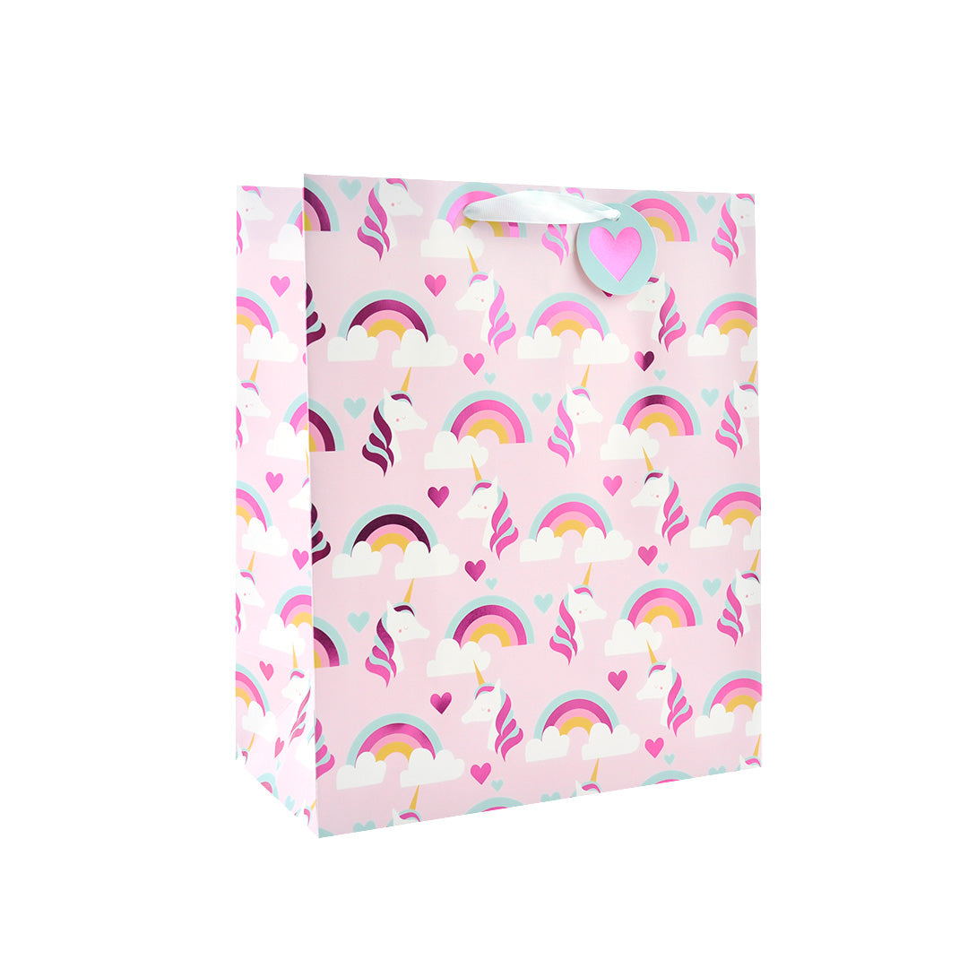 Lge Gift Bag - Unicorns & Rainbows