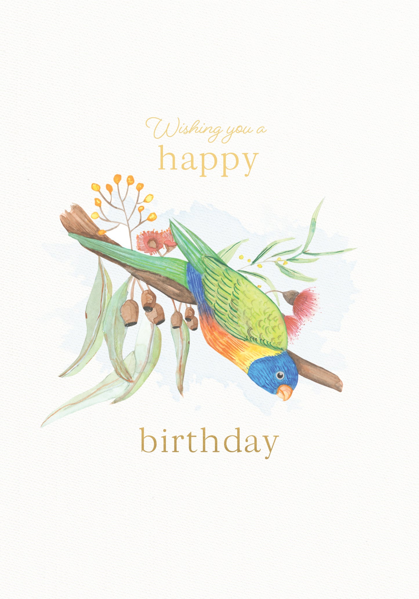 Greeting Card Botanical Blooms - Birthday Lorikeet