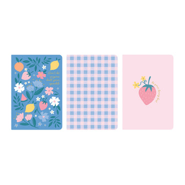 3Pk A5 Notebook With Cover Set - Bloom
