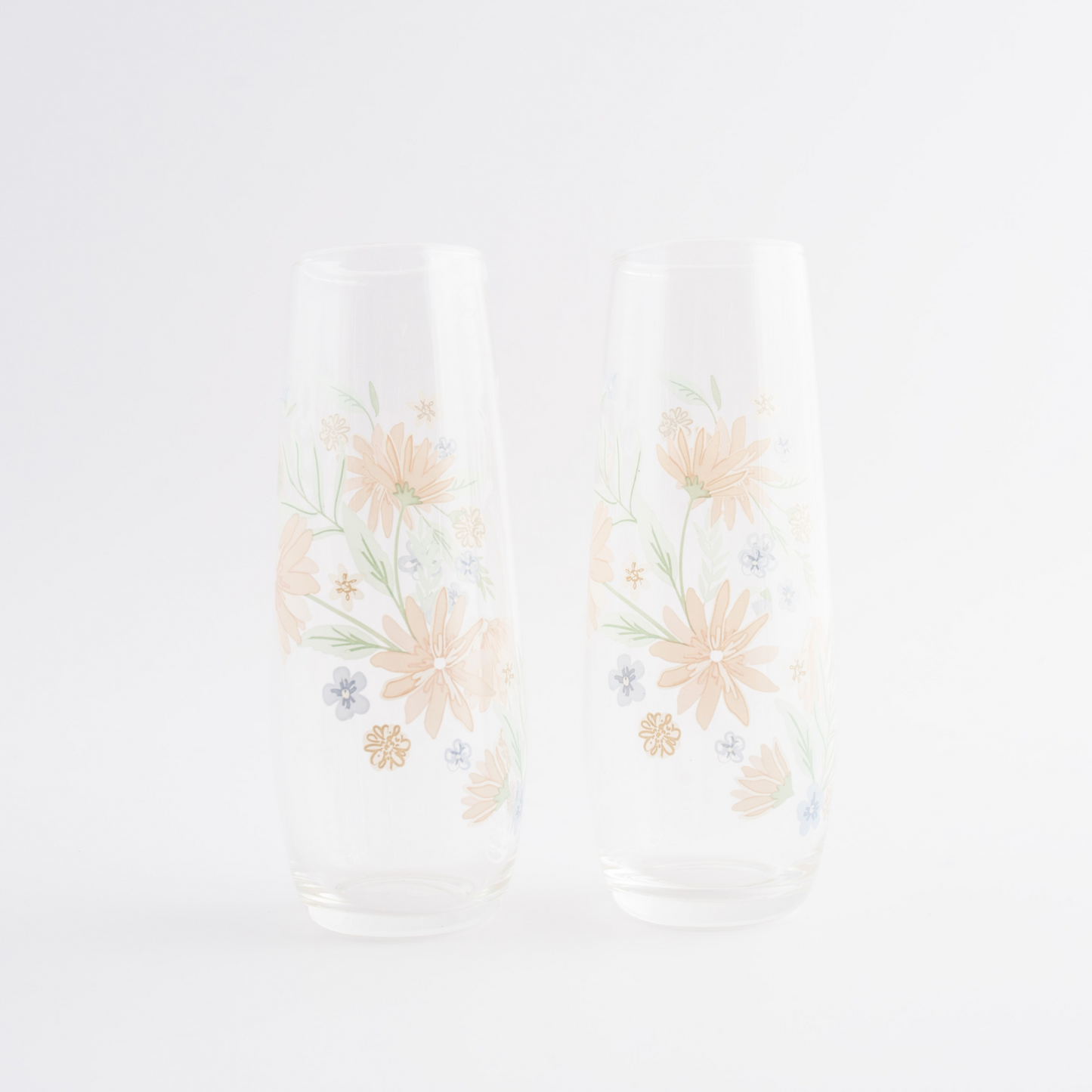 Printed Stemless Drinking Flute - Blushing Floral
