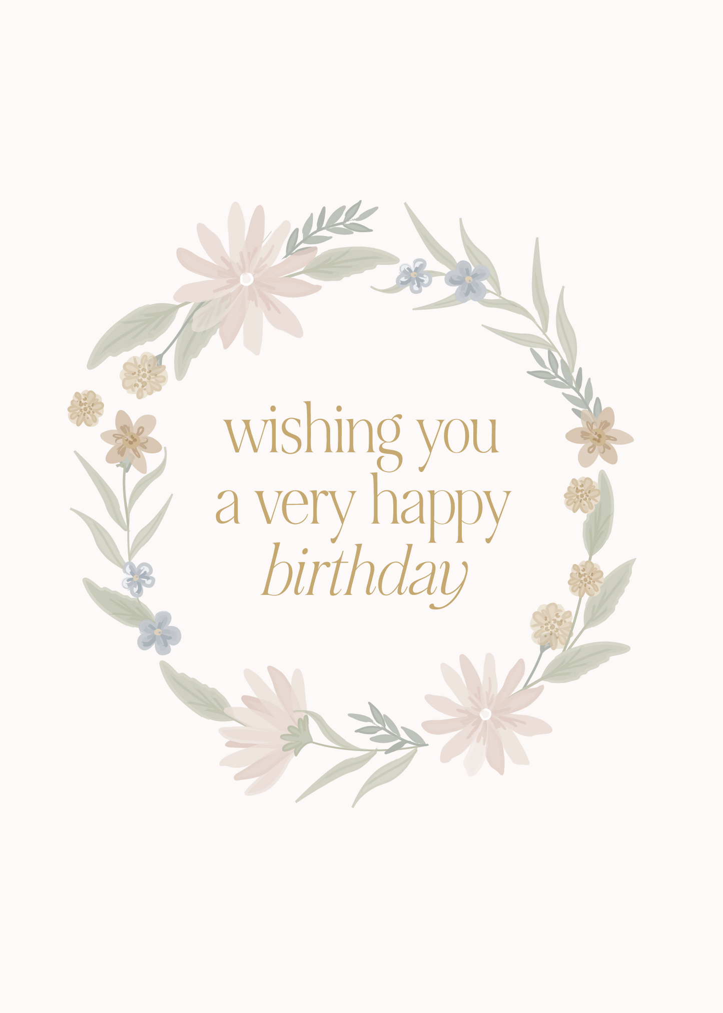Greeting Card Blushing Floral- Birthday Wreath