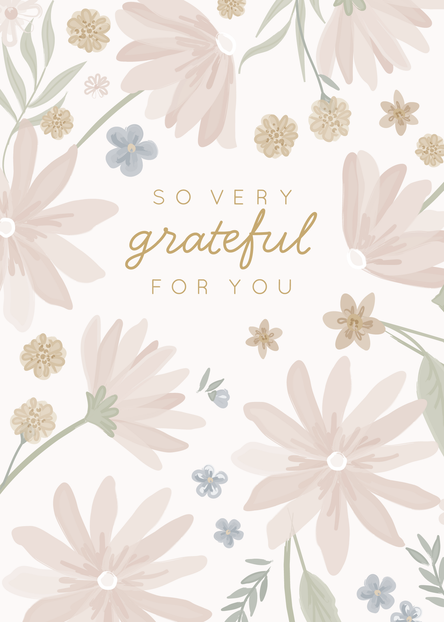 Greeting Card Blushing Floral- Grateful