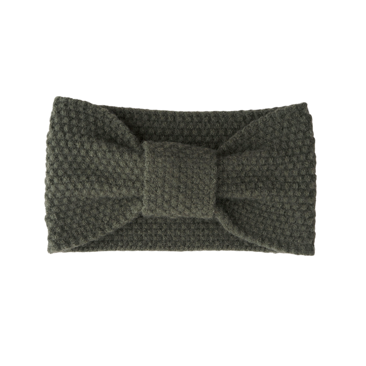 Knitted Bow Headband - Forest Green