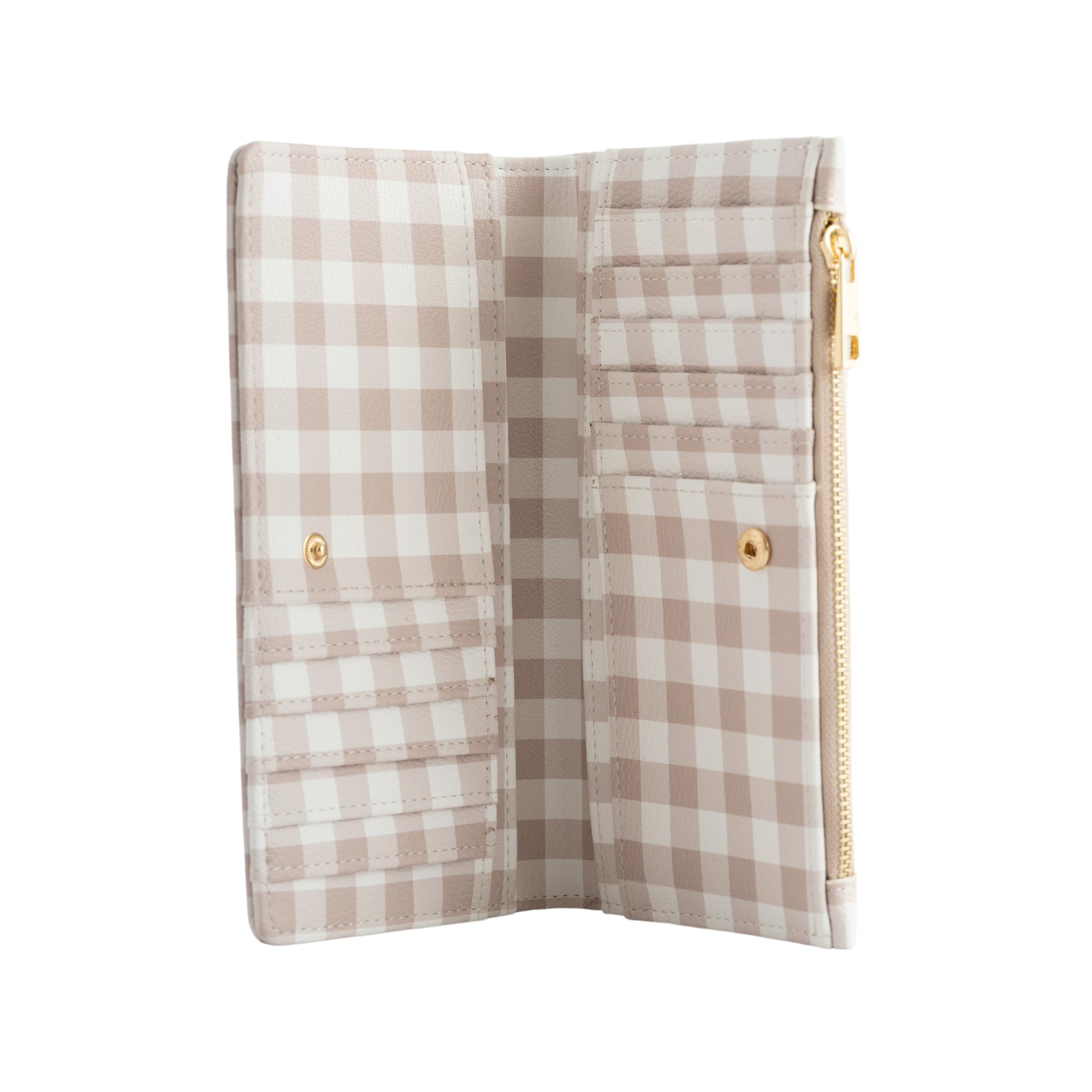Faux Leather Purse - Latte Gingham