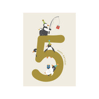 Greeting Card Marvellous Milestone - 5 Penguin