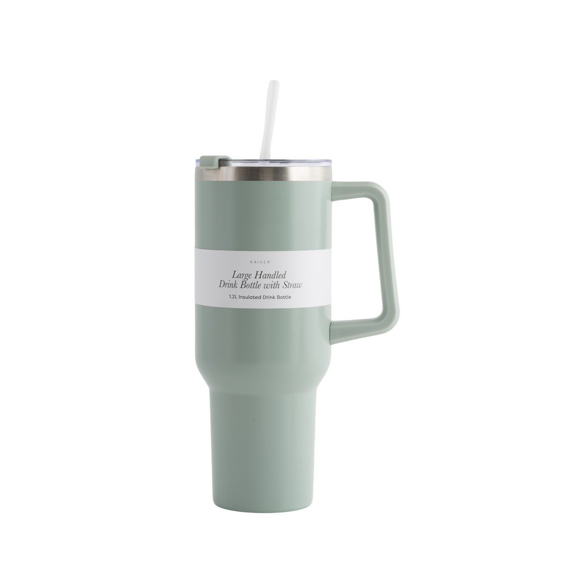 House Series Large Handled Drink Bottle with Straw 1.2lt - SAGE