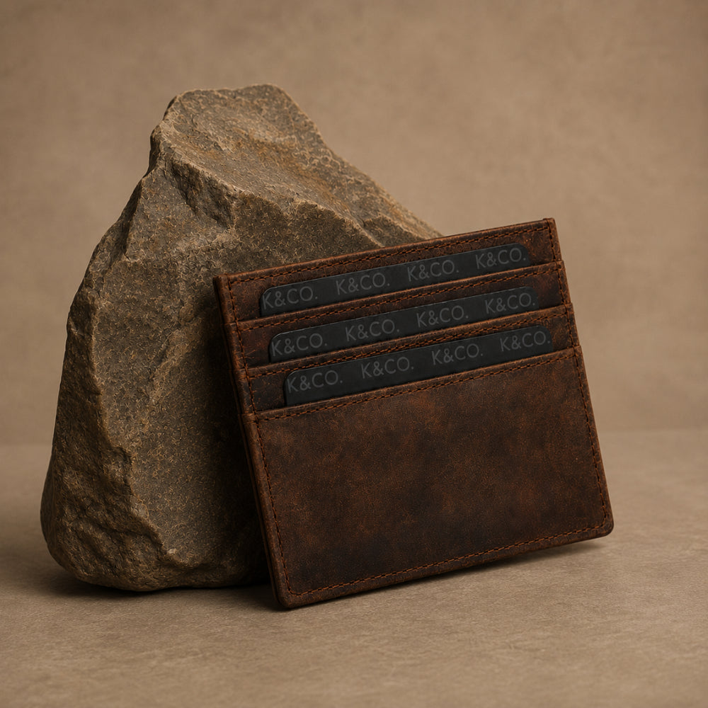 K&Co. Genuine Leather Card Wallet - COGNAC
