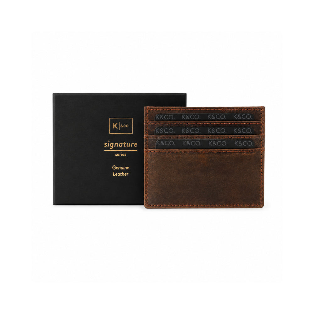 K&Co. Genuine Leather Card Wallet - COGNAC