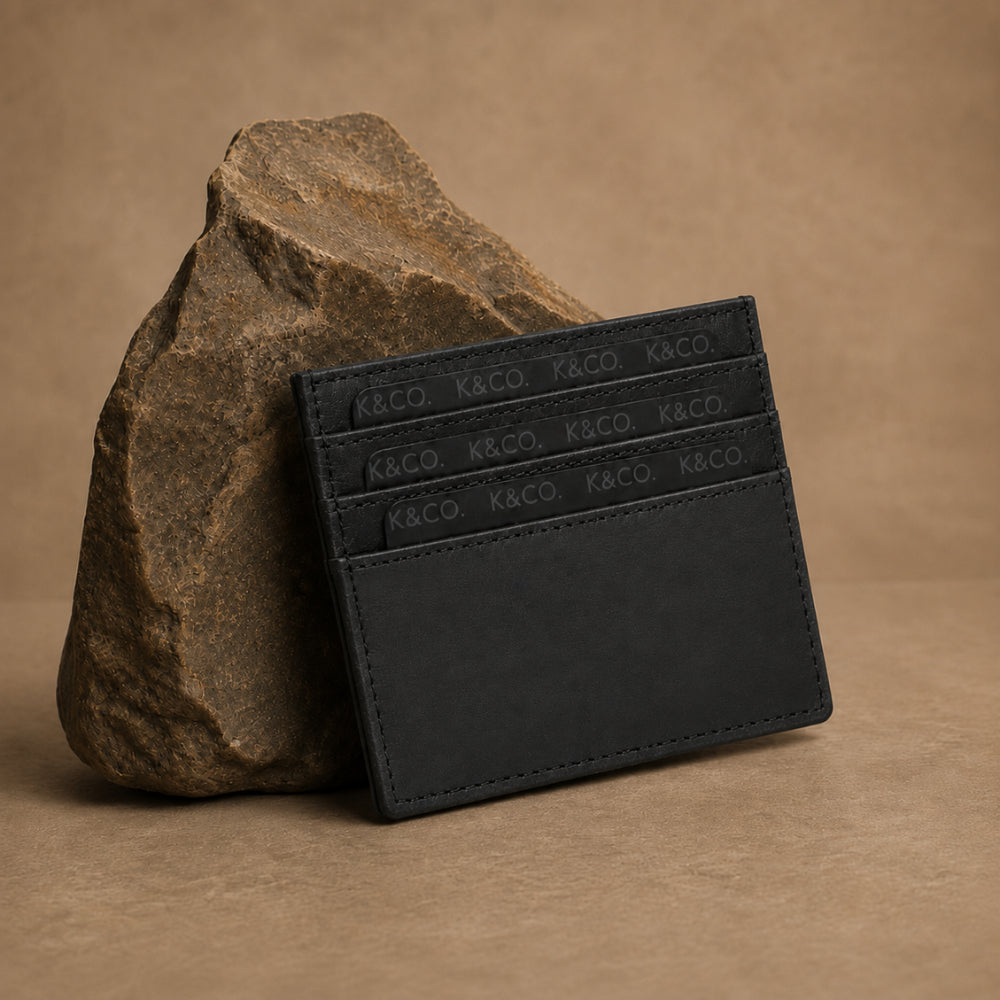 K&Co. Genuine Leather Card Wallet - BLACK