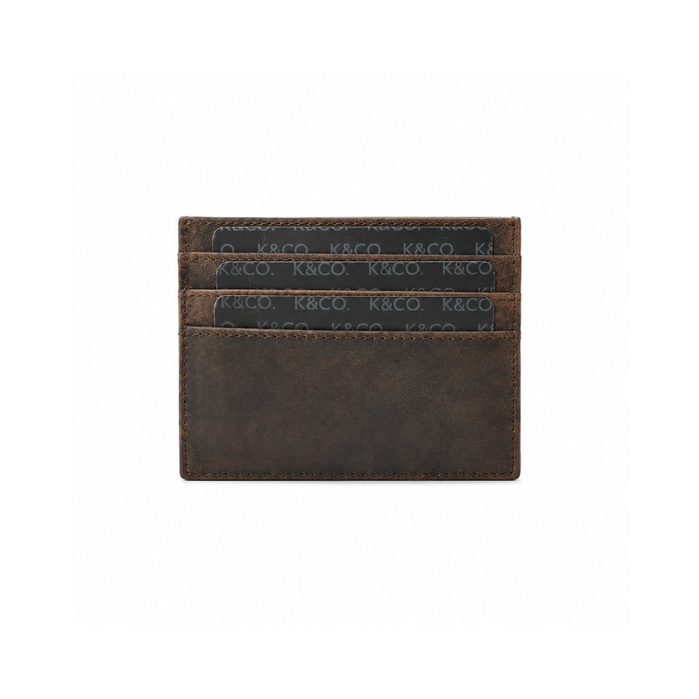 K&Co. Genuine Leather Card Wallet - ESPRESSO