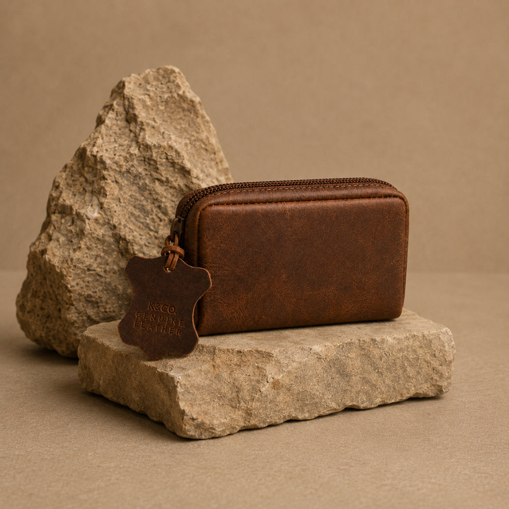 K&Co. Genuine Leather Coin Purse - COGNAC