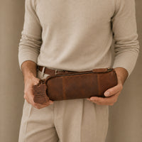 K&Co. Genuine Leather Cylinder Bag - COGNAC