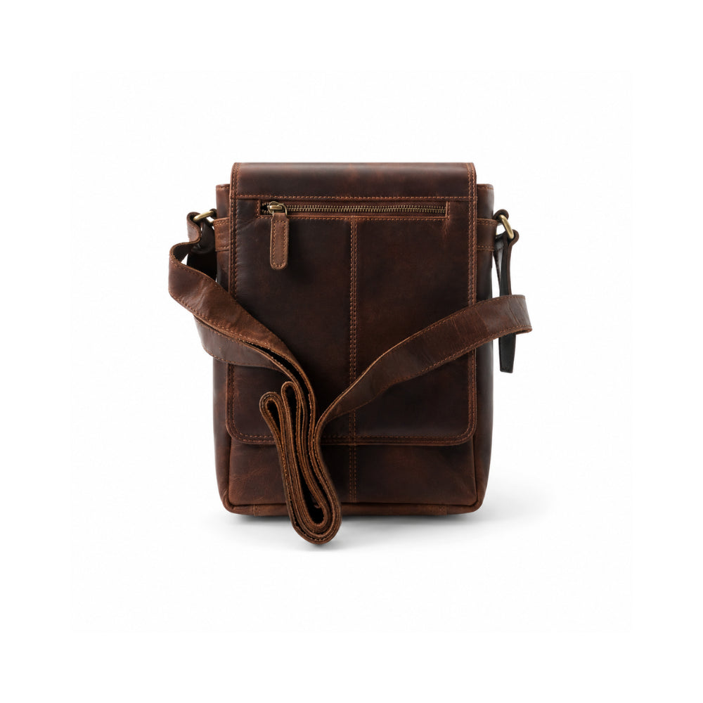 K&Co. Genuine Leather Messenger Bag - COGNAC