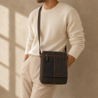 K&Co. Genuine Leather Messenger Bag - ESPRESSO