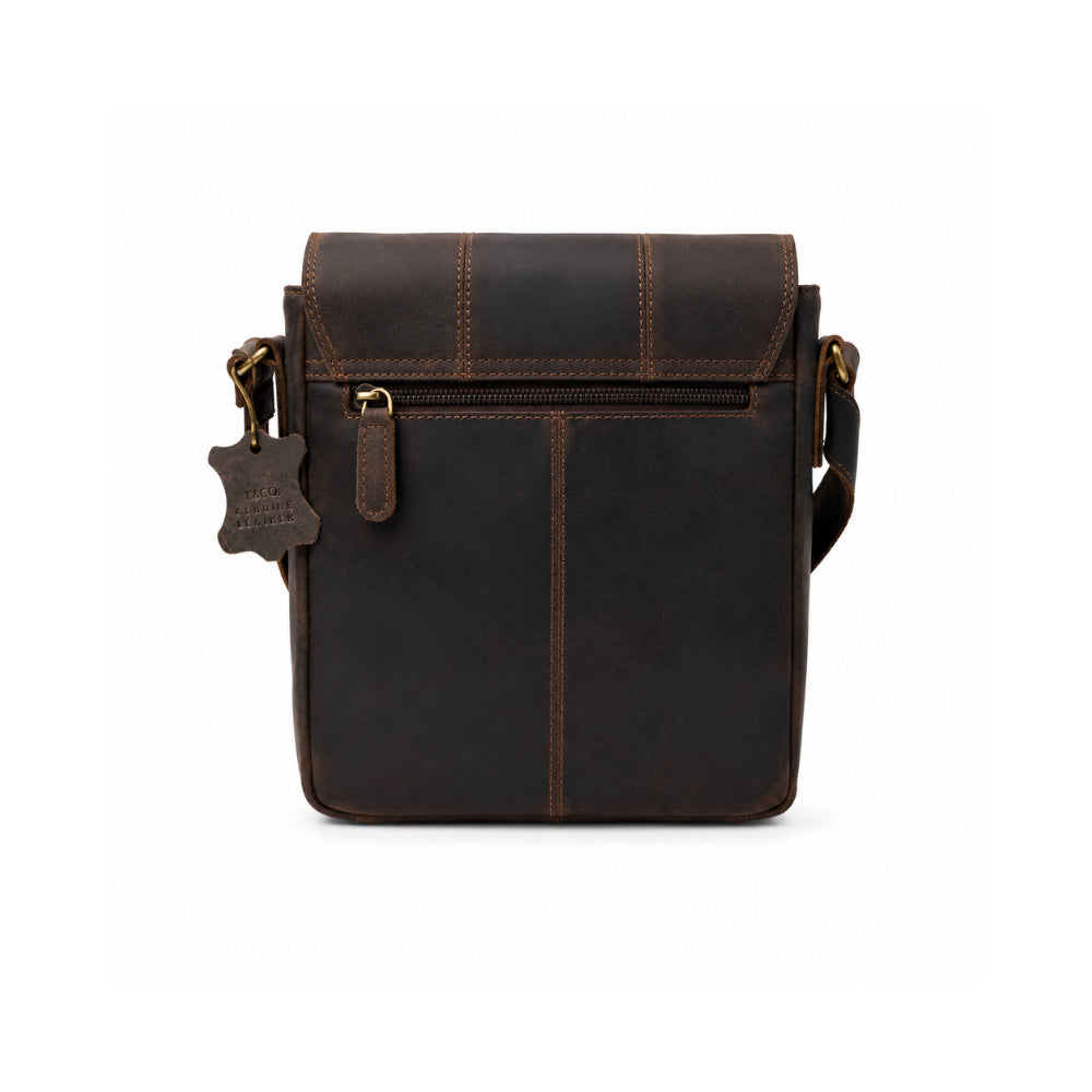 K&Co. Genuine Leather Messenger Bag - ESPRESSO