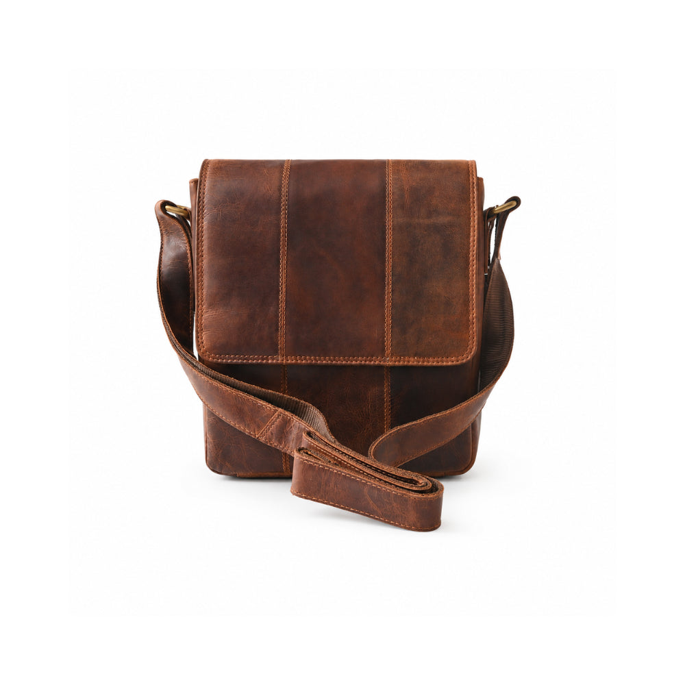 K&Co. Genuine Leather Small Satchel Bag - COGNAC